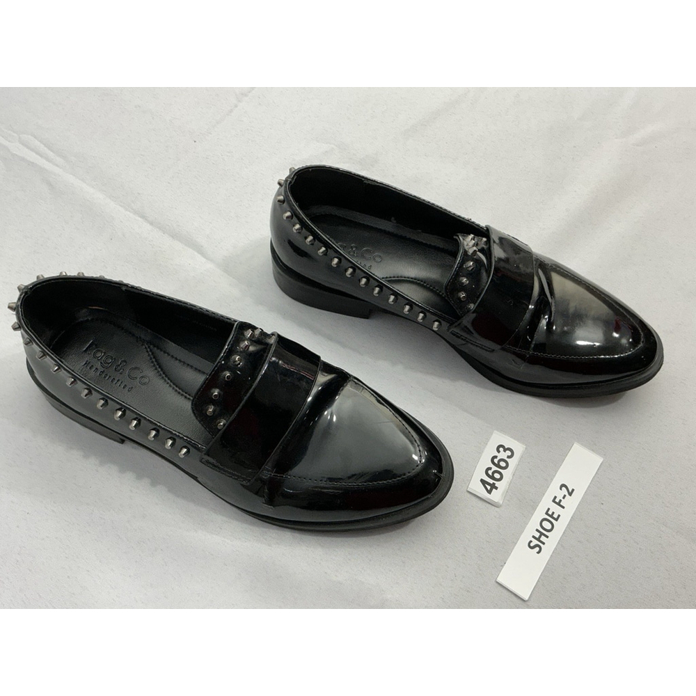 Womans Rag & Co Slip On Loafers 8 Black Stud Accents Handcrafted